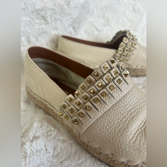 Valentino Rockstud Leather Espadrille Platform Flats - Picture 16 of 16